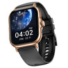 pTron Reflect Callz 2.01" Smartwatch with Bluetooth Calling, Full Touch Square Display, 600 NITS, Functional Crown, 100+ Watch Faces, HR, SpO2, 5 Days Battery Life & IP68 (Gold & Black)