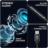 pTron Boom Play X1 In-Ear Type C Wired Headphones with Mic, 13mm Driver for Immersive Audio, 1.2m Fish Scale Style Tangle-free Cable, In-line Control, Metal Buds, Snug-fit & Wide Compatibility (Black)
