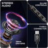 pTron Boom Play X2 In-Ear Type C Wired Headphones with Mic, Ear-Hook Design, 13mm Drivers for Immersive Audio, 1.2m Fish Scale Style Tangle-free Cable, In-line Controls & Wide Compatibility (Black)