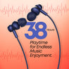 pTron Tangent Flex Bluetooth 5.3 Wireless In Ear Headphone with Mic, 38H Playtime, 13mm Driver, Dual Device Pairing Wireless Neckband, Type-C Charge, Magnetic Buds & IPX5 Water Resistant (Bold Blue)