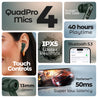 pTron Bassbuds Bliss TWS In-Ear Earbuds with 4 Quadpro Mics, 3D Audioscape, TruTalk ENC Calls, 40H Playtime, 50ms Low-Latency Game/Music Modes, BT5.3 Headphones,Type C Fast Charging & IPX5 (Forest Green)