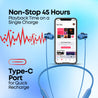 pTron Tangent Eon in Ear Bluetooth 5.3 Wireless Headphones, 45H Playtime, HD Mic & Trutalk AI-ENC Calls, Movie/Music Modes, Dual Device Pairing & Type-C Fast Charging & IPX5 (Blue)