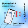 pTron Tangent Eon in Ear Bluetooth 5.3 Wireless Headphones, 45H Playtime, HD Mic & Trutalk AI-ENC Calls, Movie/Music Modes, Dual Device Pairing & Type-C Fast Charging & IPX5 (Blue)