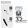 pTron Bassbuds Nyx in-Ear TWS Earbuds, Immersive Audio, Bluetooth 5.1 Wireless Headphones, HD Mic, 50ms Movie Mode, Digital Case, Type-C Fast Charging & IPX4 Water Resistant (Pearl White & Black)