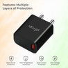 pTron Volta FC12 20W QC3.0 Smart USB Charger with 1m iOS USB Cable, Made in India, Auto-detect Technology, Multi-Layer Protection Travel Adapter, Fast Charging Power Adaptor for iOS Devices (Black)
