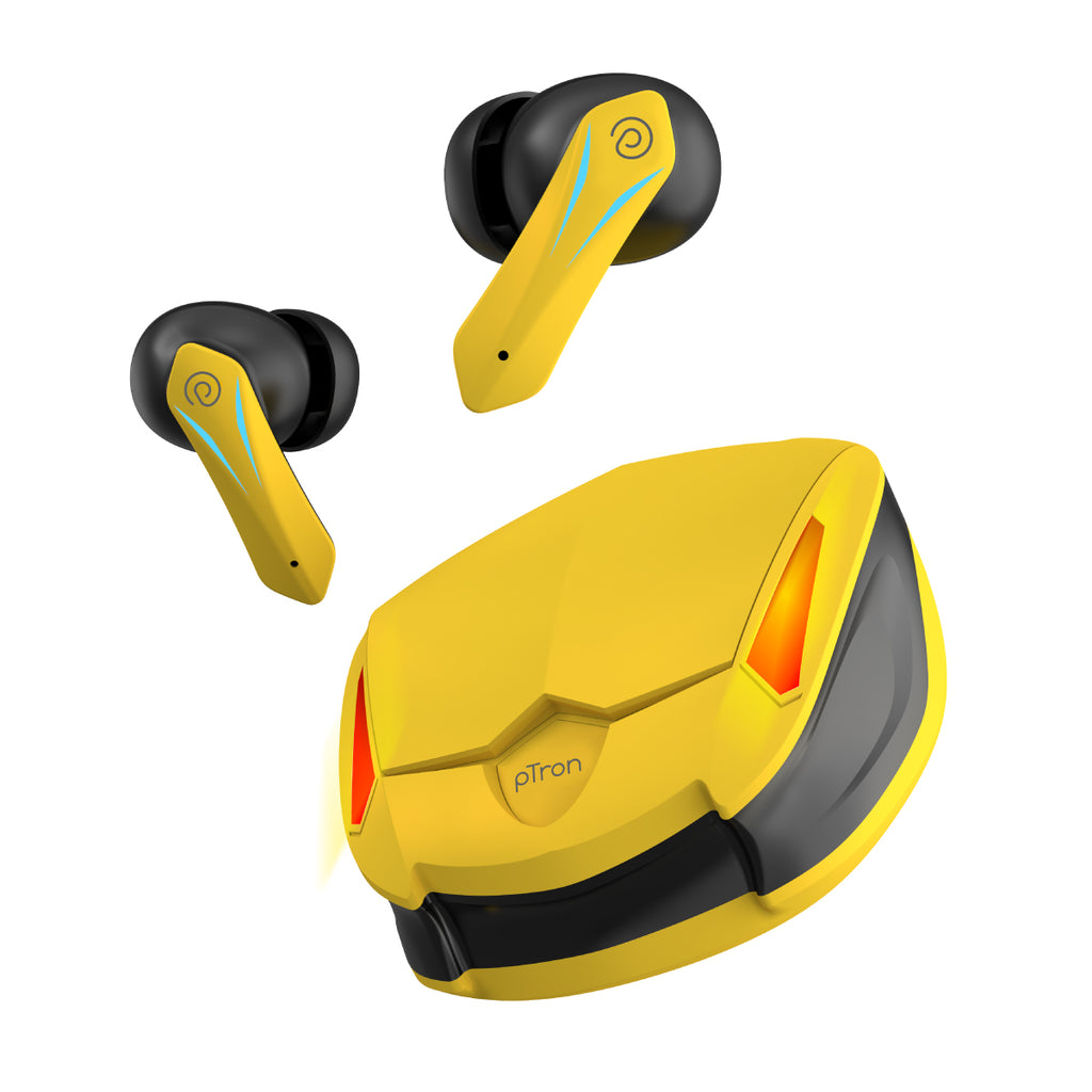 pTron Basspods Torq Gaming TWS Earbuds (Yellow) - pTron India