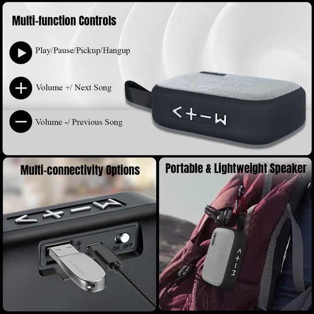 pTron Sonor Evo 5W Mini Bluetooth Speaker with 6Hrs Playtime, Immersive Sound, 40mm Driver, Bluetooth v5.1 with Strong Connectivity, Portable Design, Integrated Music & Call Control (Black)