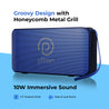 pTron Musicbot Groove Mini Bluetooth Speaker, 10W Immersive Sound, 6H Playtime, FM Radio, Multi-Playback Modes-BT5.1/TF Card/Aux-in, Metal Grill & Type-C Charging (Blue)