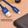pTron Indigo Micro USB Cable, 2.1A Fast Charging Denim Cable & 1-Meter Long USB Cable - (Blue)