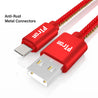 pTron Indigo Type-C USB Cable, 2.1A Fast Charging Denim Cable & 1-Meter Long USB Cable - (Red)