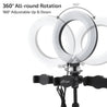 ptron Mount Dsx3 Desktop Mobile Phone Tabletop Stand with 16 Cm Selfie Ring Light, 3 Light Modes, 3 Mobile Clips, 360° Rotating Clips, 42-52 Centimeter Height & 1.85M USB Power Cable (Black)