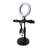 ptron Mount Dsx3 Desktop Mobile Phone Tabletop Stand with 16 Cm Selfie Ring Light, 3 Light Modes, 3 Mobile Clips, 360° Rotating Clips, 42-52 Centimeter Height & 1.85M USB Power Cable (Black)