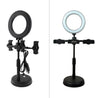 ptron Mount Dsx3 Desktop Mobile Phone Tabletop Stand with 16 Cm Selfie Ring Light, 3 Light Modes, 3 Mobile Clips, 360° Rotating Clips, 42-52 Centimeter Height & 1.85M USB Power Cable (Black)