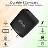 pTron Volta FC11 QC3.0 18W USB Smart Charger, Compatible with VOOC Dash & WARP, BIS Certified, Auto-detect Technology, Made in India Fast Charging Power Adaptor Without Cable (Black)