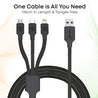 pTron Solero 331 3.4Amps Multifunction Fast Charging Cable, 3-in-1 USB Cable (Black)