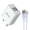 pTron Volta Dual Port 12W Smart USB Charger Adapter with 2.4A 1M Micro USB Cable, Multi-Layer Protection, Made in India, BIS Certified, Fast Charging Adaptor for All iOS & Android Devices (White)