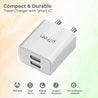 pTron Volta Dual Port 12W Smart USB Charger Adapter with 2.4A 1M Micro USB Cable, Multi-Layer Protection, Made in India, BIS Certified, Fast Charging Adaptor for All iOS & Android Devices (White)