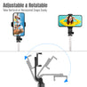 pTron Glam Extendable Selfie Stick with Bluetooth Remote & Tripod Stand, 75cm Extended Length, for 6.5 to 9.5cm Width Phones, Lightweight & Potable, Rotatable & Adjustable Bracket (Black)