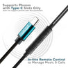 pTron Pride Marvel in-Ear Wired Earphones with Mic, Type-C Audio Connector, Immersive Stereo Sound with Deep Bass, 14mm Large Dynamic Drivers & 1.2M Nylon Braided Cable (Blue & Black)