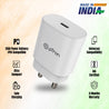 pTron Volta FC17 25W Type-C to Type-C PD Superfast USB TypeC Charger for Samsung S21/S21+/S21 Ultra/S20/S20+/S20 Ultra/Note 20/Note 20 Ultra/Note 10/Note10+ M51/M42/F23 5G/M53 5G (Charger only) White