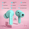 pTron Bassbuds Joy in-Ear Wireless Earbuds, Immersive Sound, 32Hrs Playtime, Clear Calls TWS Earbuds, Bluetooth V5.1 Headphone, Type-C Fast Charging, Voice Assist & IPX4 Water Resistant (Mint Green)