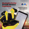 pTron Bassbuds B91 Plus TWS Earbuds with 38ms Gaming Low Latency, AI-ENC Stereo Calls, 45Hrs Playtime, Dual HD Mic, In-Ear Bluetooth 5.3 Headphones, Fast Type-C Charging & IPX5 (Yellow)