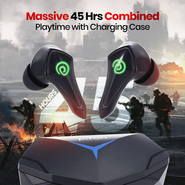 pTron Bassbuds B91+ TWS Earbuds with 38ms Gaming Low Latency, AI-ENC Stereo Calls, 45Hrs Playtime, Dual HD Mic, in-Ear Bluetooth 5.3 Headphones, Fast Type-C Charging & IPX5 (Black)
