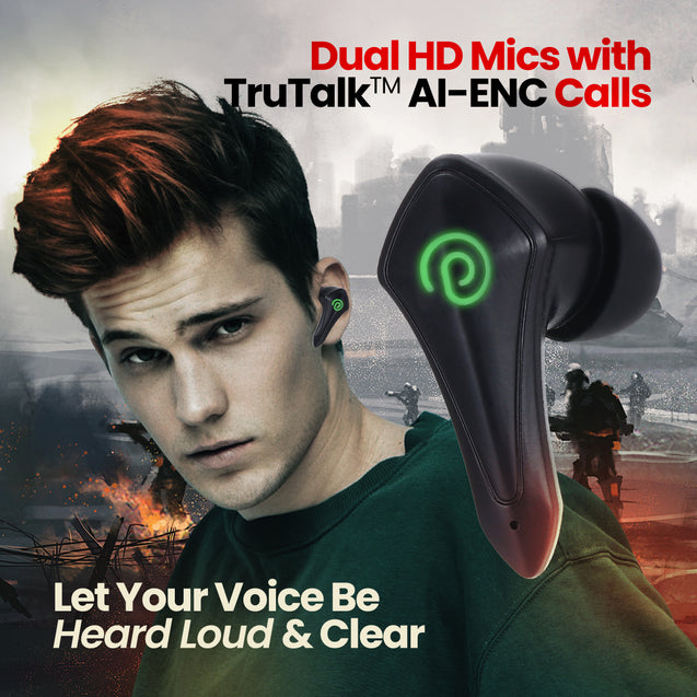 pTron Bassbuds B91+ TWS Earbuds with 38ms Gaming Low Latency, AI-ENC Stereo Calls, 45Hrs Playtime, Dual HD Mic, in-Ear Bluetooth 5.3 Headphones, Fast Type-C Charging & IPX5 (Black)