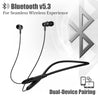 pTron Tangent Flex Bluetooth 5.3 Wireless In-Ear Headphone with Mic,Wireless Neckband (Black)