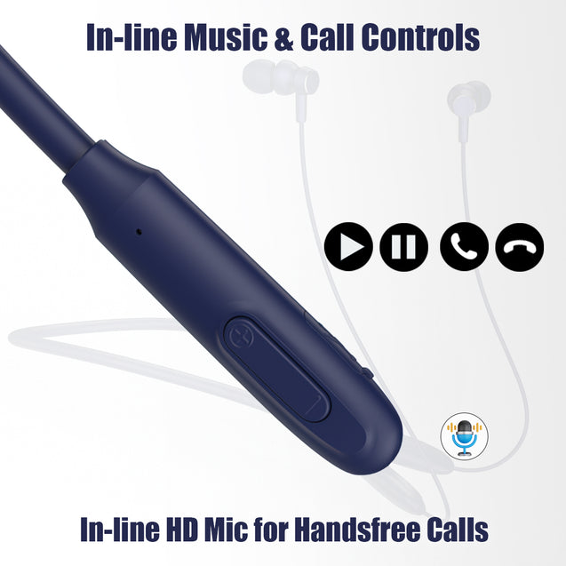 pTron Tangent Flex Bluetooth 5.3 Wireless In-Ear Headphone with Mic,Wireless Neckband (Blue)