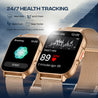 pTron Reflect Classic Smartwatch, Bluetooth Calling, 2.01" Full Touch Display, 600 NITS Full Metal Smartwatch, 100+ Watch Faces, HR, SpO2, Sports Mode, Voice Assist, 5 Days Battery Life & IP68 (Gold)