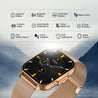 pTron Reflect Classic Smartwatch, Bluetooth Calling, 2.01" Full Touch Display, 600 NITS Full Metal Smartwatch, 100+ Watch Faces, HR, SpO2, Sports Mode, Voice Assist, 5 Days Battery Life & IP68 (Gold)