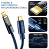 pTron Solero 30W Type-C to 8 Pin USB Fast Charging Nylon Braided Cable, Compatible with iOS Devices, 480Mbps Data Sync Speed & Gold-plated Connectors (1M, Blue)
