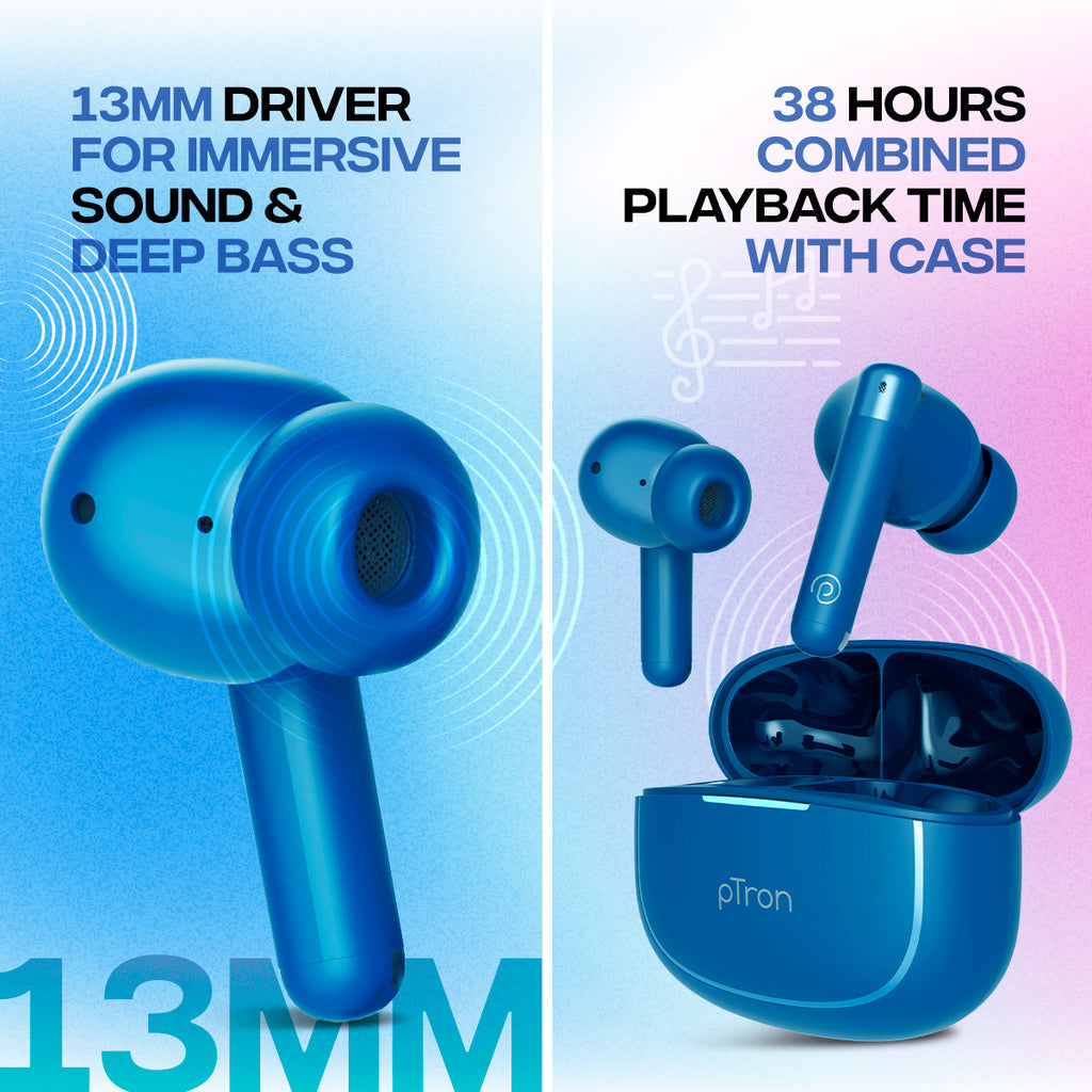 Bassbuds Duo Ptron Airpods Ptron 13mm Driver Earbuds Bassbuds Duo