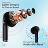 pTron Bassbuds Perl in-Ear TWS Earbuds, TruTalk AI-ENC Calls, Immersive Sound, 28H Playtime, Music/Game Modes, Bluetooth 5.3 Wireless Headphones, Pinch Touch Control, Type-C Fast Charge (Black Satin)