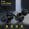 pTron Pride Lite in-Ear Wired in Ear Earphones with in-line Mic, 10mm Driver, Immersive Sound, Metal Buds, Compatible with 3.5mm Aux Port Device & 1.2m Tangle-Free Cable (Metallic Black)