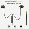 pTron Pride Lite in-Ear Wired in Ear Earphones with in-line Mic, 10mm Driver, Immersive Sound, Metal Buds, Compatible with 3.5mm Aux Port Device & 1.2m Tangle-Free Cable (Metallic Black)