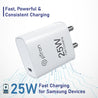 pTron 25W Type C Mobile Charger Superfast Charging Compatible for Samsung S20 FE/S20+/S21/S21+/S21 FE/S21 Ultra/S22/S23/M14 5G/M15/M32/M33 5G/M34/A05/A15/A35/PPS PD - Volta FC19 with 1m Cable (White)