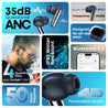 pTron Zenbuds Ultima ANC Earbuds, 35Db Quietsound ANC, 4 Quadpro Mics with Trutalk ENC Calls, 4D Panaromic Audio, Transparency Mode, 50Hrs Playtime, in Ear BT 5.3 Wireless Headphones & IPX5 (Blue)