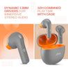 pTron Bassbuds NX in Ear TWS Earbuds, TruTalk AI-ENC Calls, 32Hrs Playtime, 13mm Drivers, Bluetooth 5.3 Wireless Headphone, Voice Assistant, Type-C Fast Charging & IPX5 Water Resistant (Grey)
