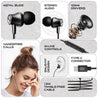 pTron Boom Play In-Ear Type C Wired Headphones with Mic, 10mm Drivers for Immersive Audio, 1.2m Fish Scale Style Tangle-free Cable, In-line Controls, Metal Buds, Snug-fit & Wide Compatibility (Black)