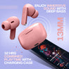 pTron Bassbuds Duo In-Ear Wireless Earbuds, Immersive Sound, 32Hrs Playtime, Clear Calls TWS Earbuds, Bluetooth V5.1 Headphone, Type-C Fast Charging, Voice Assist & IPX4 Water Resistant(Light Pink)