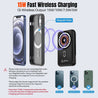 pTron Dynamo Quanta 10000mAh 22.5W Nano Power Bank, 15W Wireless MagSafe Charging, Compact Size Fast Charging, 20W PD Fast Charging, Built-in Cables, 3 Output Ports & BIS Certified (Black)