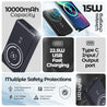 pTron Dynamo Arc 10000mAh 22.5W USB Fast Charging Power Bank, 15W MagSafe Wireless Charging, 20W PD/Type C Fast Charging, 3 Outputs/1 Input, Multiple Layers Of Protection & BIS Certified (Black)