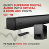 pTron Jazz Pro 160W Soundbar with Wired Subwoofer for TV, 2.1 CH, Cinematic Sound, Multi-Connectivity BT5.3/HDMI ARC/Opt in/Aux/USB, 3 EQ Modes Movie/Music/News, Remote Control & LED Display (Black)