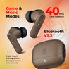 pTron Zenbuds 1 V2 ANC Bluetooth in Ear Earbuds 32Db Quietsound Tech,13Mm Hyperdrivers with 4D Panaromic Audio,4 Quadpro ANC Mics,40Ms Low Latency Game/Music Modes,Bluetooth V5.3 (Brown)