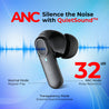 pTron Zenbuds 1 V2 ANC Bluetooth in Ear Earbuds 32Db Quietsound Tech,13Mm Hyperdrivers with 4D Panaromic Audio,4 Quadpro ANC Mics,40Ms Low Latency Game/Music Modes,Bluetooth V5.3 (Black)