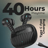 pTron Bassbuds Bliss Quad Mic In-Ear TWS Earbuds with TruTalk ENC Calls, 40H Playtime, 50ms Game/Music Modes, BT5.3 Headphones, Type C Fast Charging & IPX5 Water Resistant (Black)