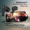 pTron Bassbuds Bliss Quad Mic In-Ear TWS Earbuds with TruTalk ENC Calls, 40H Playtime, 50ms Game/Music Modes, BT5.3 Headphones, Type C Fast Charging & IPX5 Water Resistant (Black)