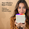 pTron Fusion Tunes 10W Mini Bluetooth Speaker with Wireless Karaoke Mic, 8Hrs Playtime, Vivid RGB Lights, Voice Effects, Multi-Play Modes BT5.1/TF Card & Type-C Charging Port (Light Cream)